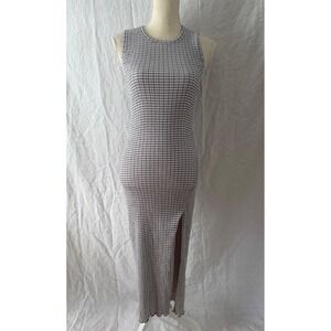 Wilfred Maxi Dress Women Purple Gingham Ribbed Sleeveless Side Slit Small